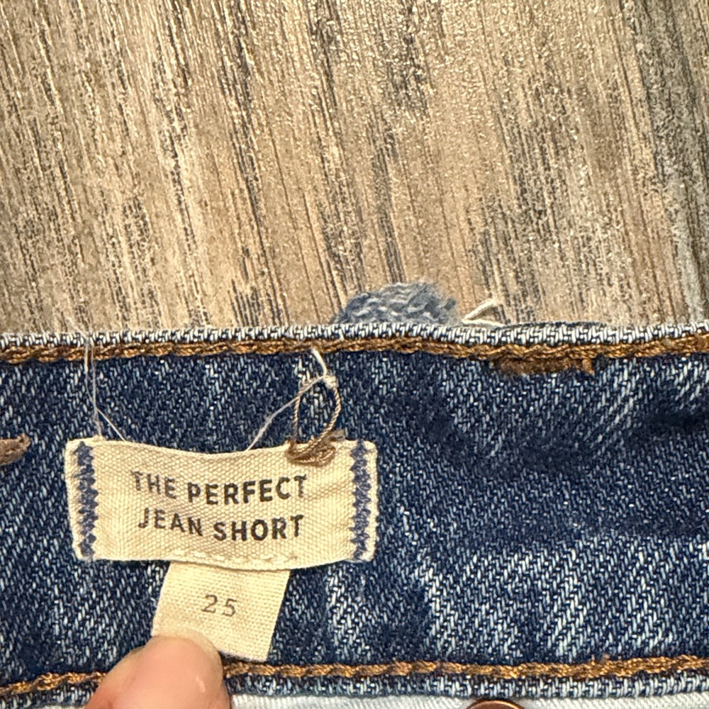 Madewell Frayed Hem Jean Shorts - Blue - Picture 3 of 7